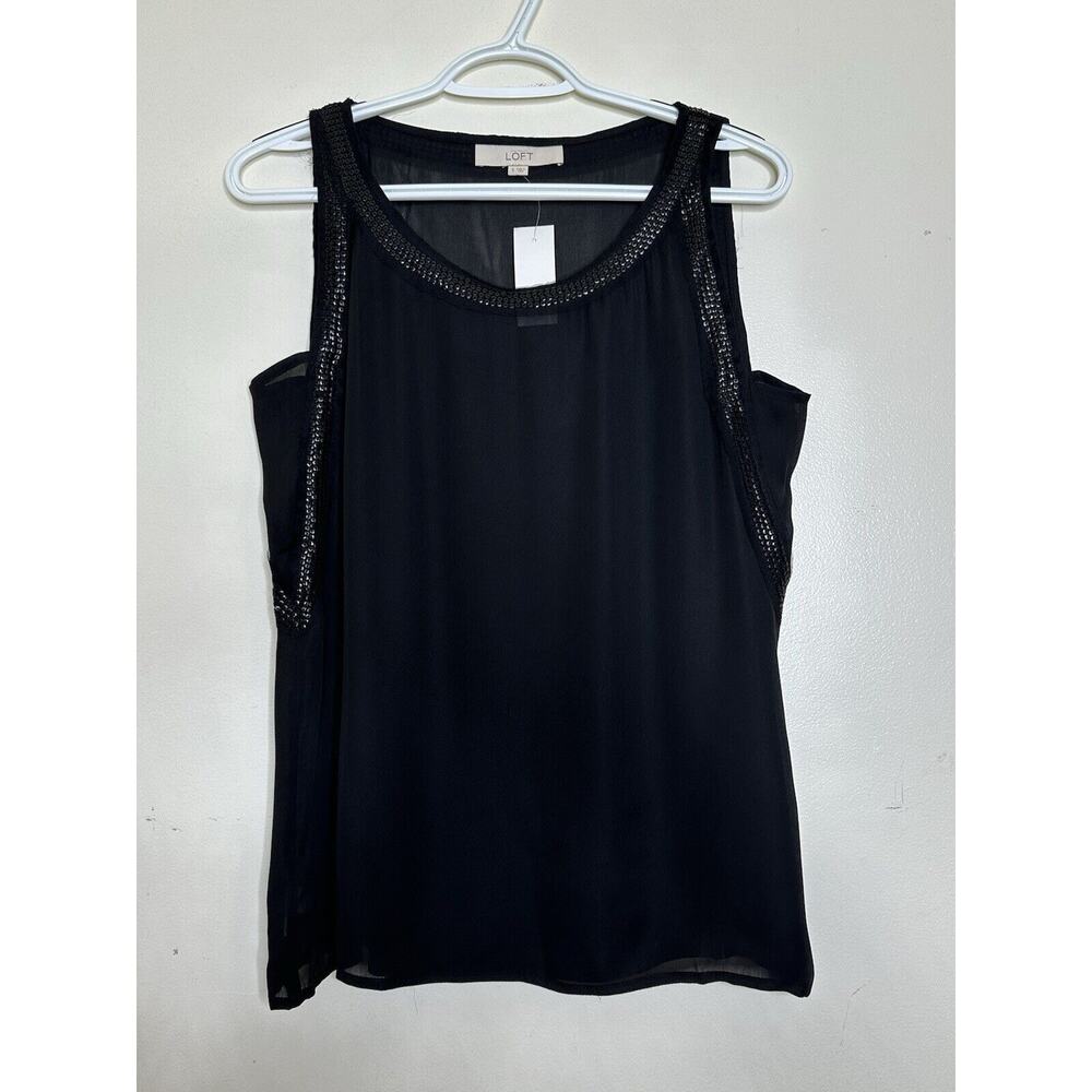 Loft Sheer Tank Top With Sequin Detail NEW Woman’s Size Small